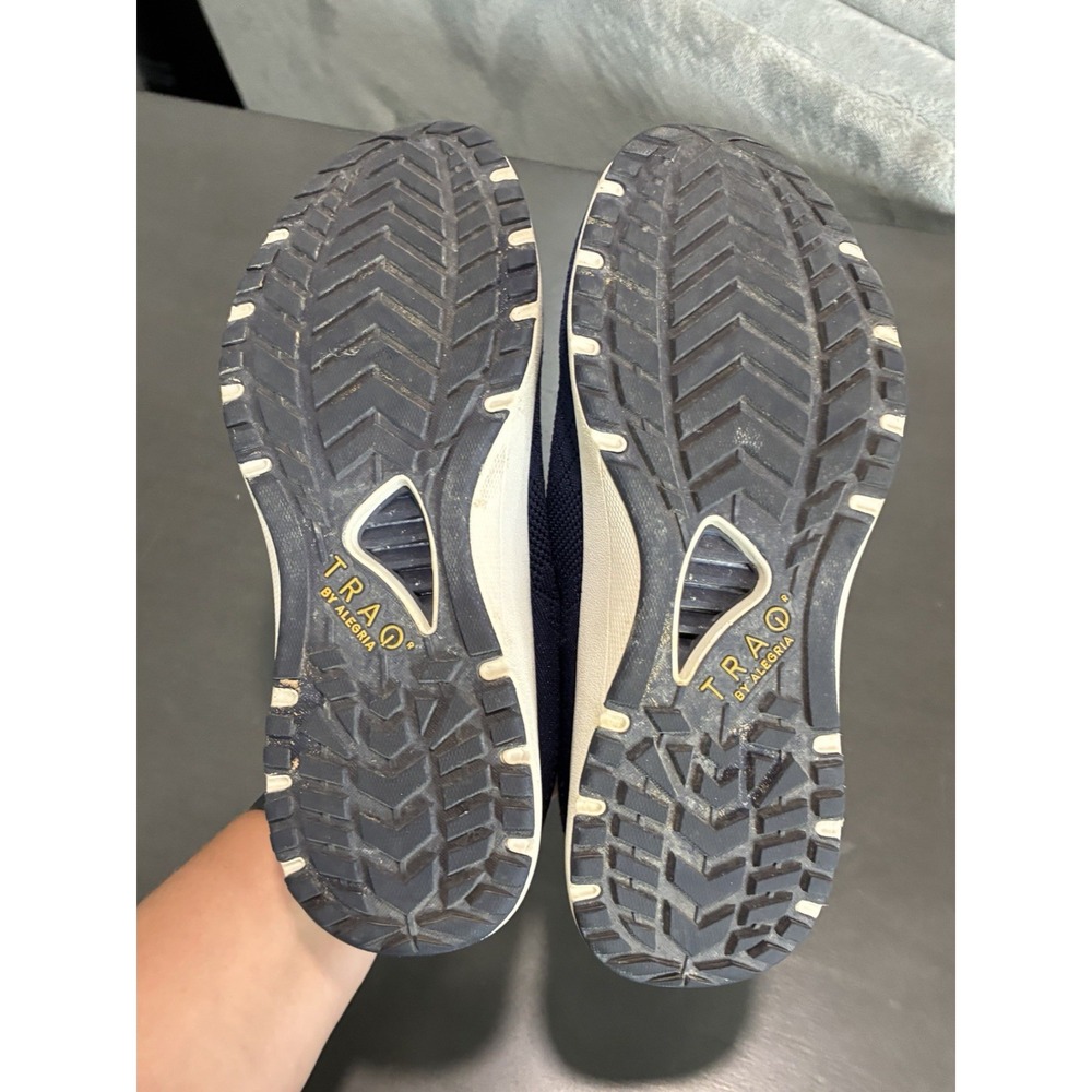 TRAQ by Alegria Lace-Up Knit Sneakers Navy Blue Women's Size 37 - Picture 8 of 8